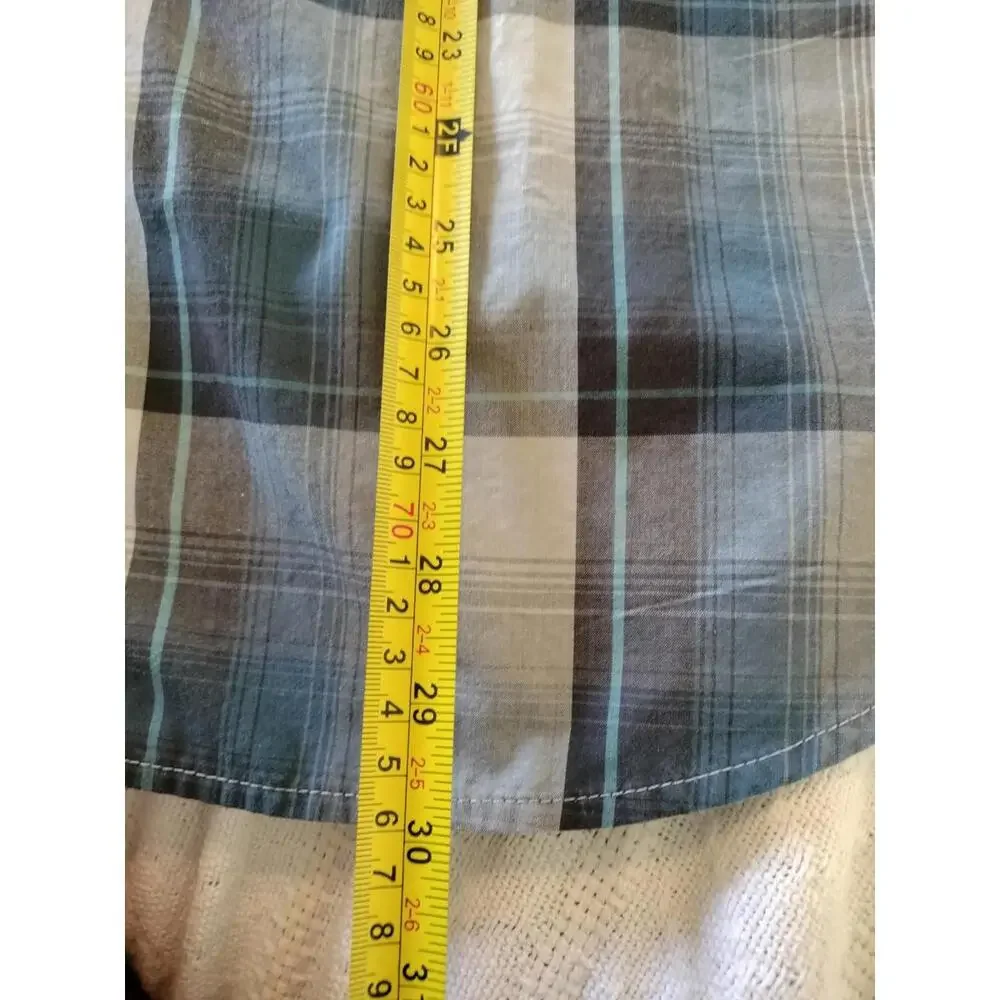 The North Face Shirt Large Mens Plaid SS Gorpcore Hiking Outdoor GrayBlue Button